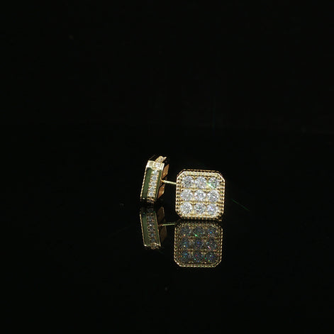 Iced Out Square Cluster Stud Earrings | 8mm | VVS