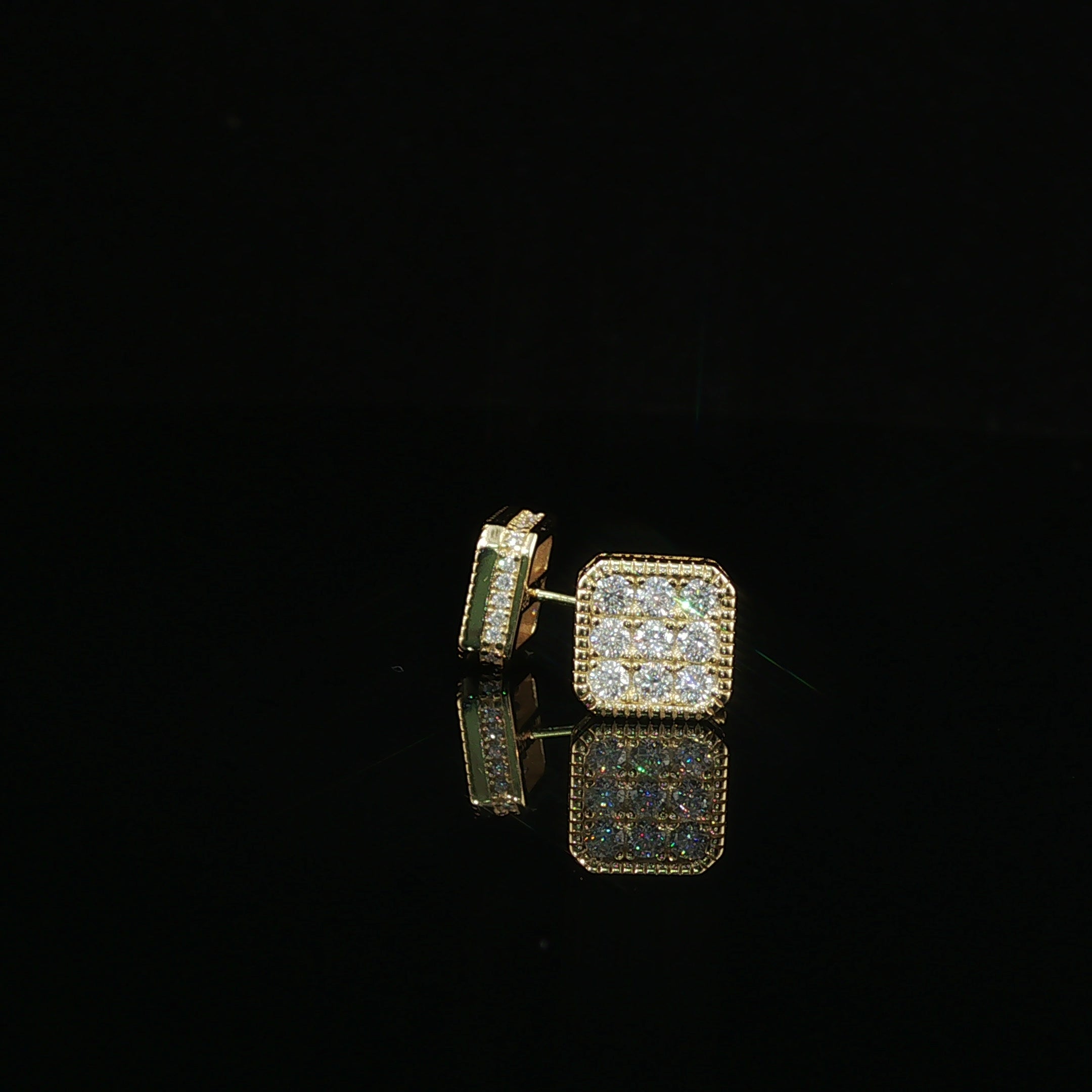 Iced Out Square Cluster Stud Earrings | 8mm | VVS