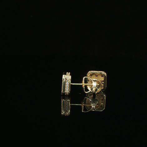 Iced Out Square Cluster Stud Earrings | 8mm | VVS