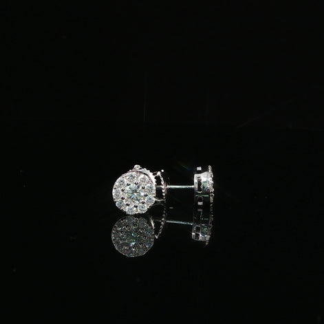 Brilliant Diamond Cluster Stud Earrings | 8mm | VVS