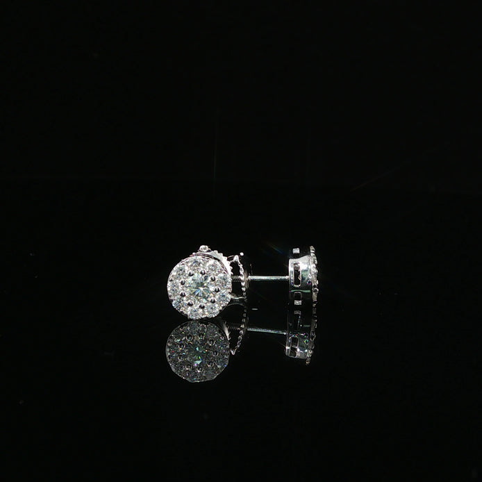 Brilliant Diamond Cluster Stud Earrings | 8mm | VVS
