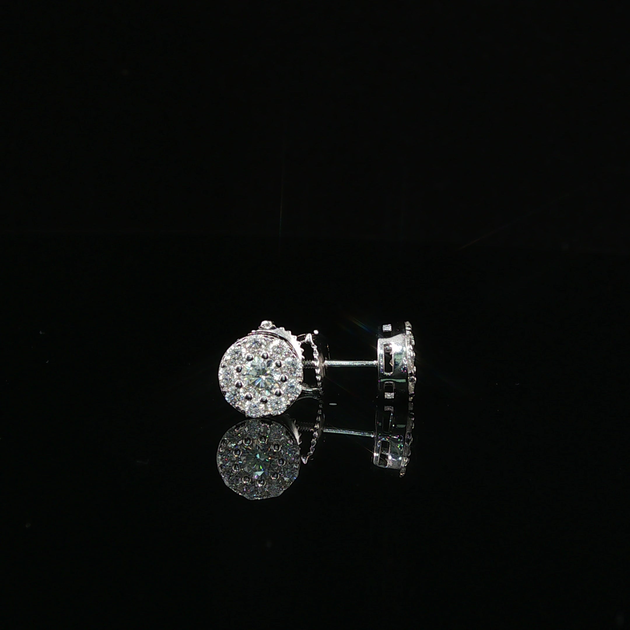 Brilliant Diamond Cluster Stud Earrings | 8mm | VVS