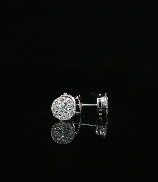 Brilliant Diamond Cluster Stud Earrings | 8mm | VVS