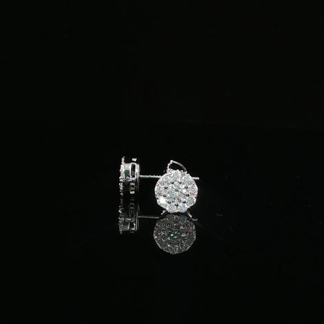 Brilliant Diamond Cluster Stud Earrings | 8mm | VVS