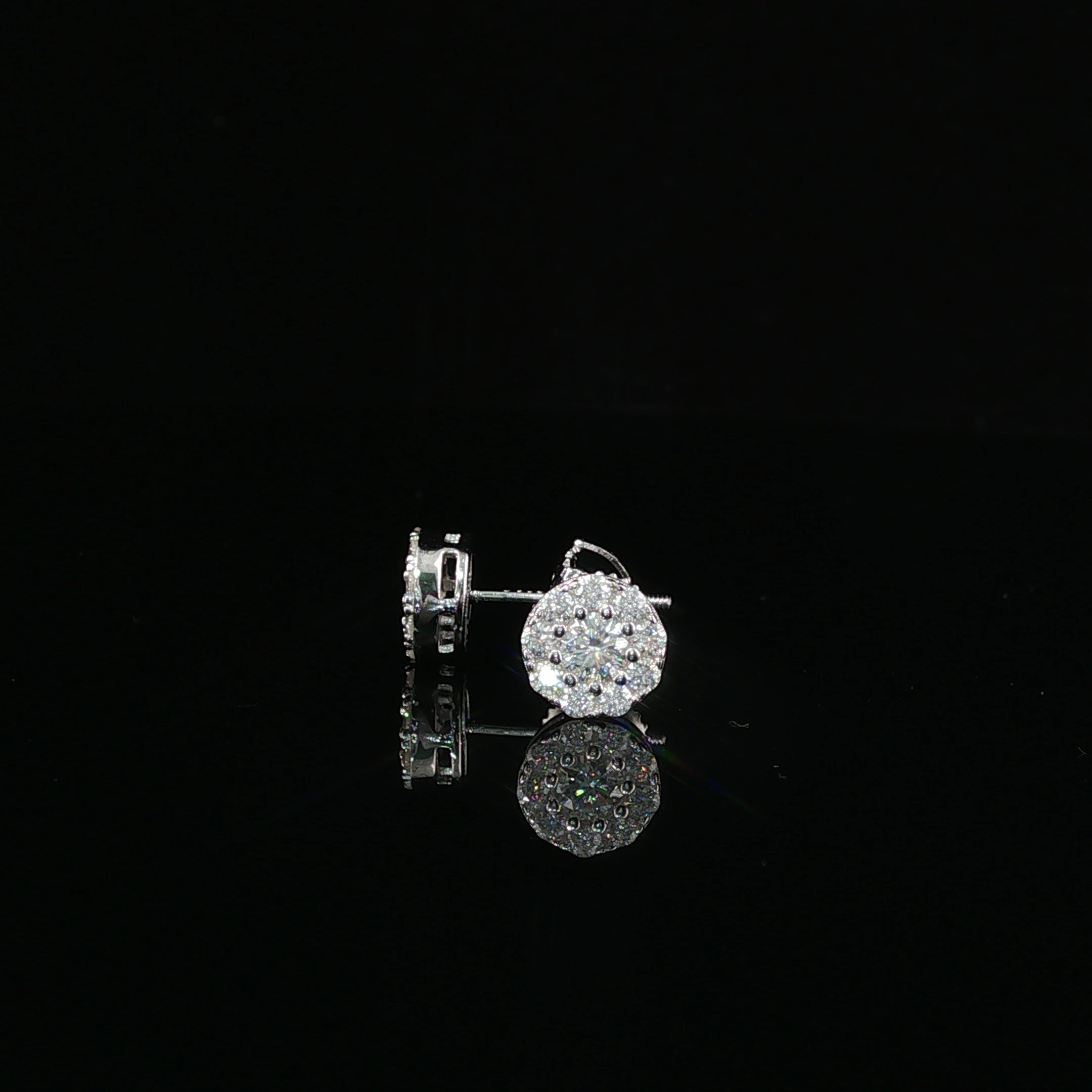 Brilliant Diamond Cluster Stud Earrings | 8mm | VVS