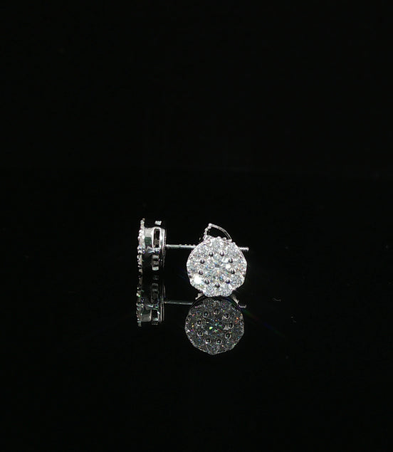 Brilliant Diamond Cluster Stud Earrings | 8mm | VVS
