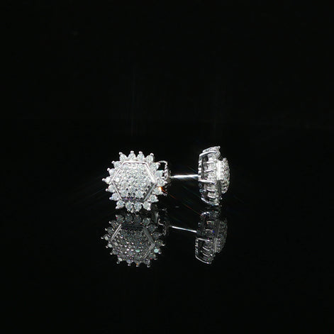 Dazzling Diamond Hexagon Cluster Stud Earrings | 10mm | VVS