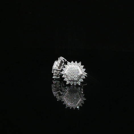 Dazzling Diamond Hexagon Cluster Stud Earrings | 10mm | VVS