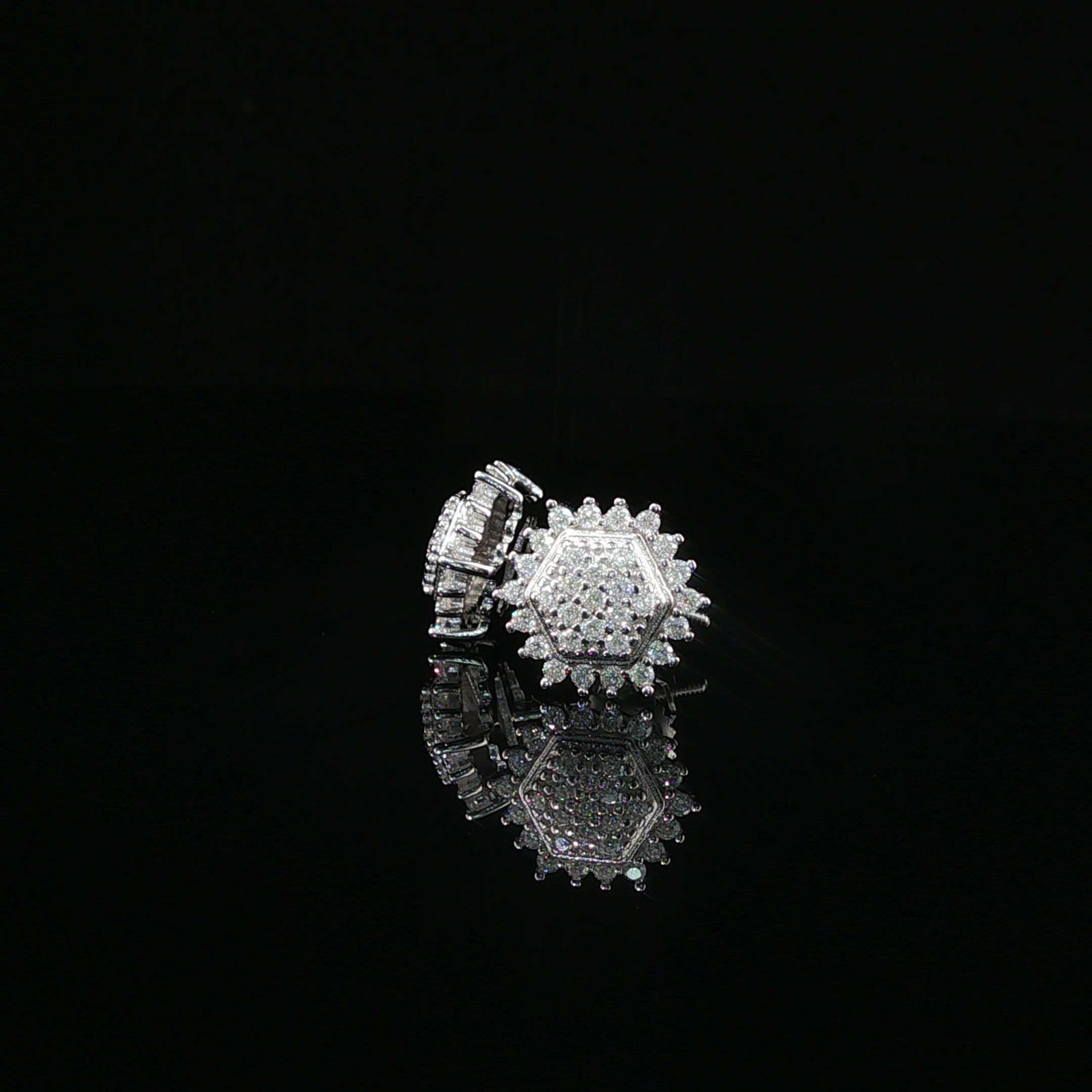 Dazzling Diamond Hexagon Cluster Stud Earrings | 10mm | VVS
