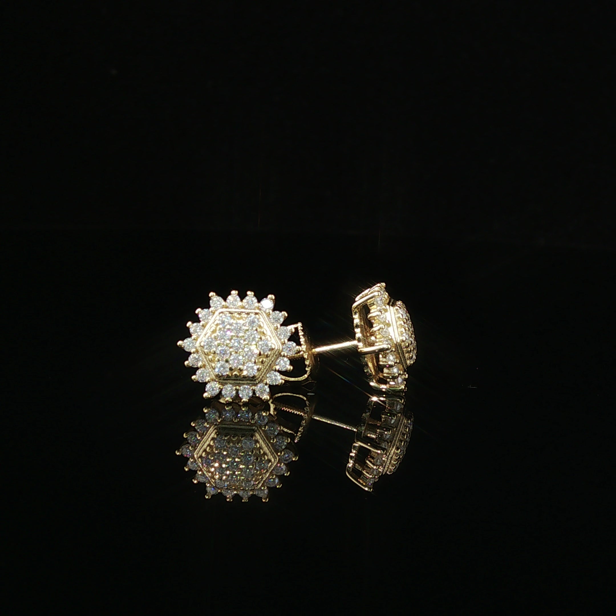 Dazzling Diamond Hexagon Cluster Stud Earrings | 10mm | VVS