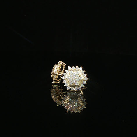 Dazzling Diamond Hexagon Cluster Stud Earrings | 10mm | VVS
