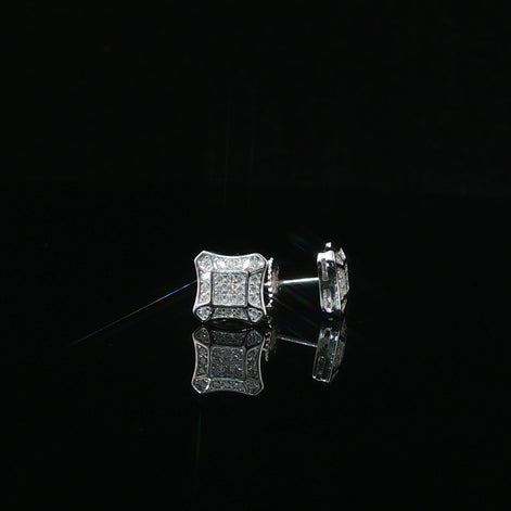 Dazzling Diamond Pave Square Stud Earrings | 8mm | VVS