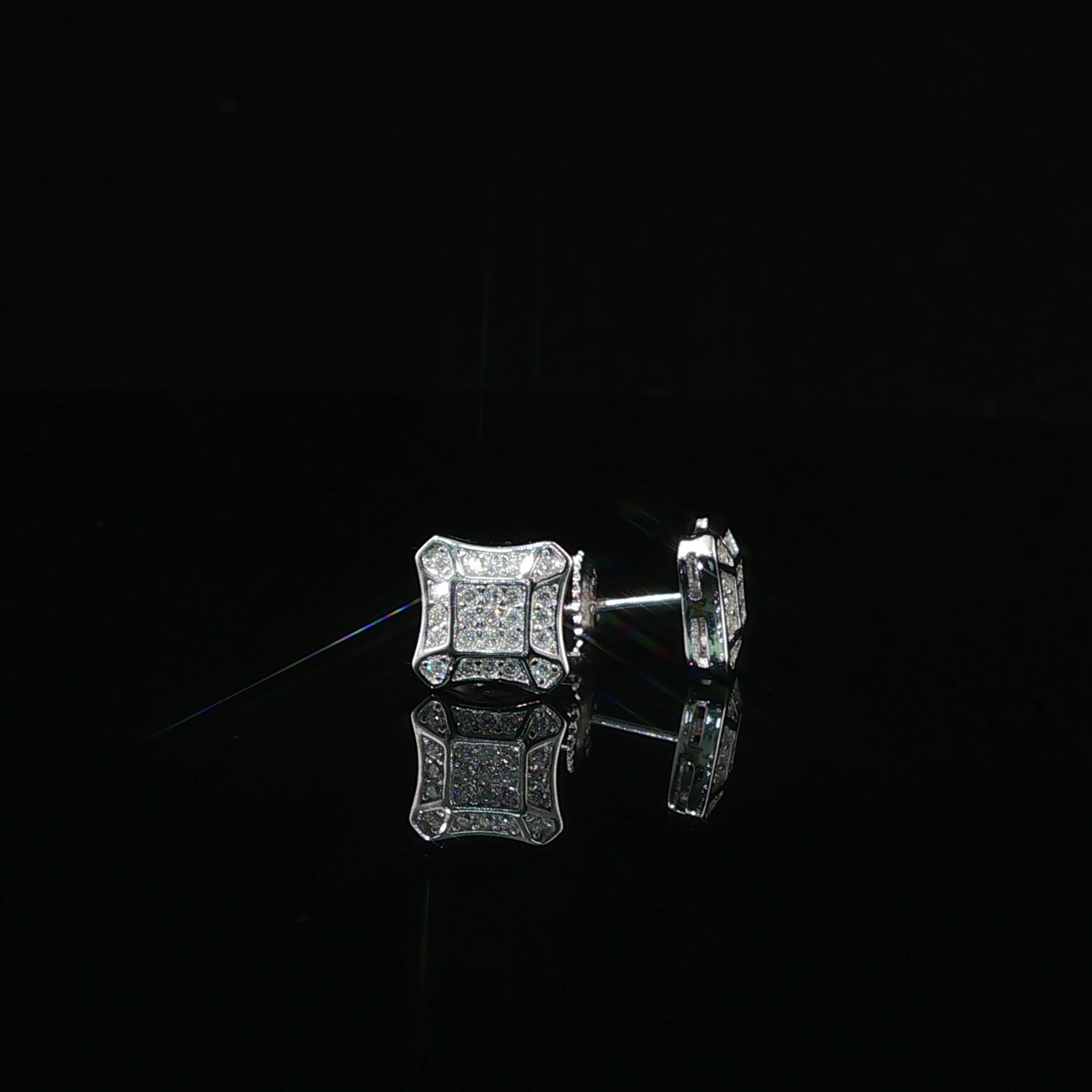 Dazzling Diamond Pave Square Stud Earrings | 8mm | VVS