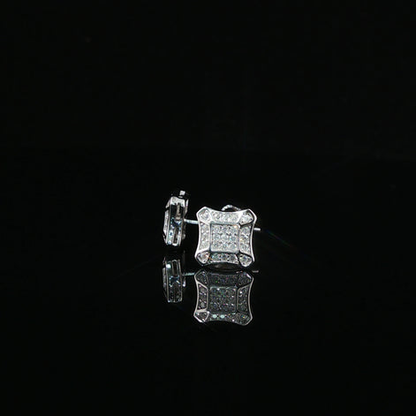 Dazzling Diamond Pave Square Stud Earrings | 8mm | VVS