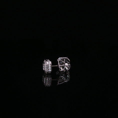 Square Halo Moissanite Stud Earrings | 1 Ctw | 925 Sterling Silver | Screw Back