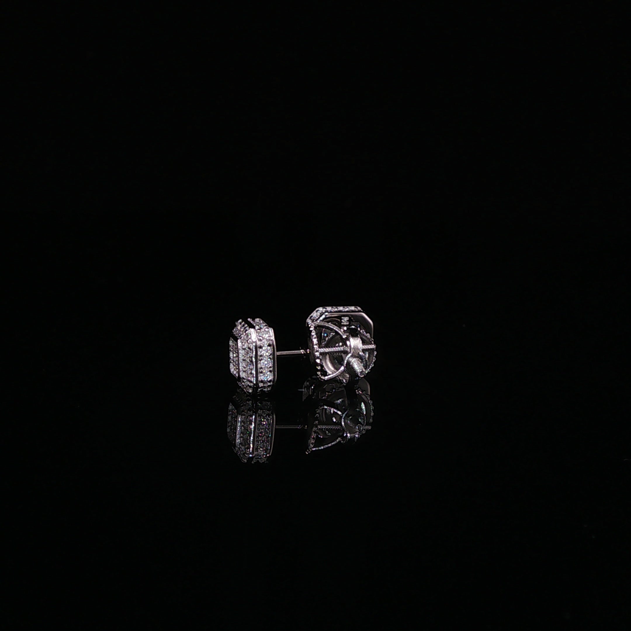 Square Halo Moissanite Stud Earrings | 1 Ctw | 925 Sterling Silver | Screw Back