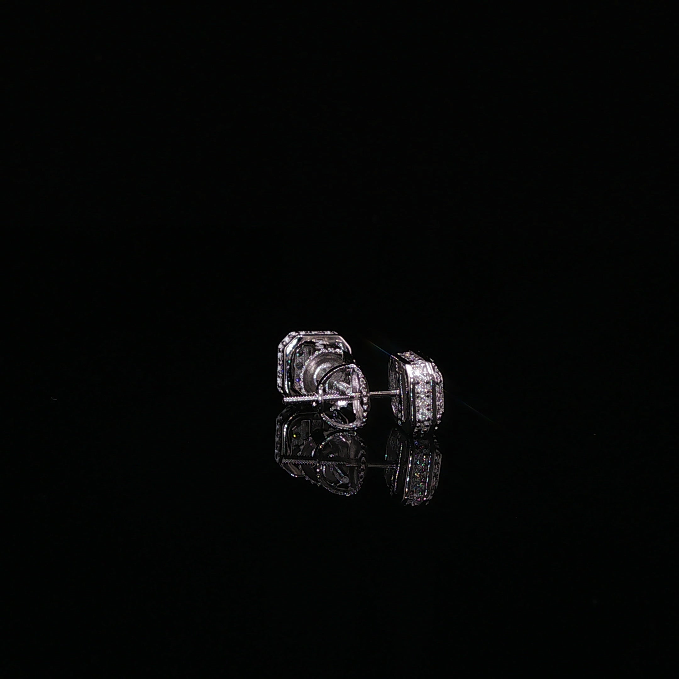 Square Halo Moissanite Stud Earrings | 1 Ctw | 925 Sterling Silver | Screw Back