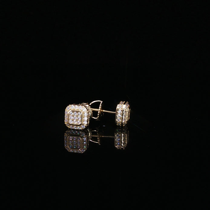 Square Halo Moissanite Stud Earrings | 1 Ctw | 925 Sterling Silver | Screw Back