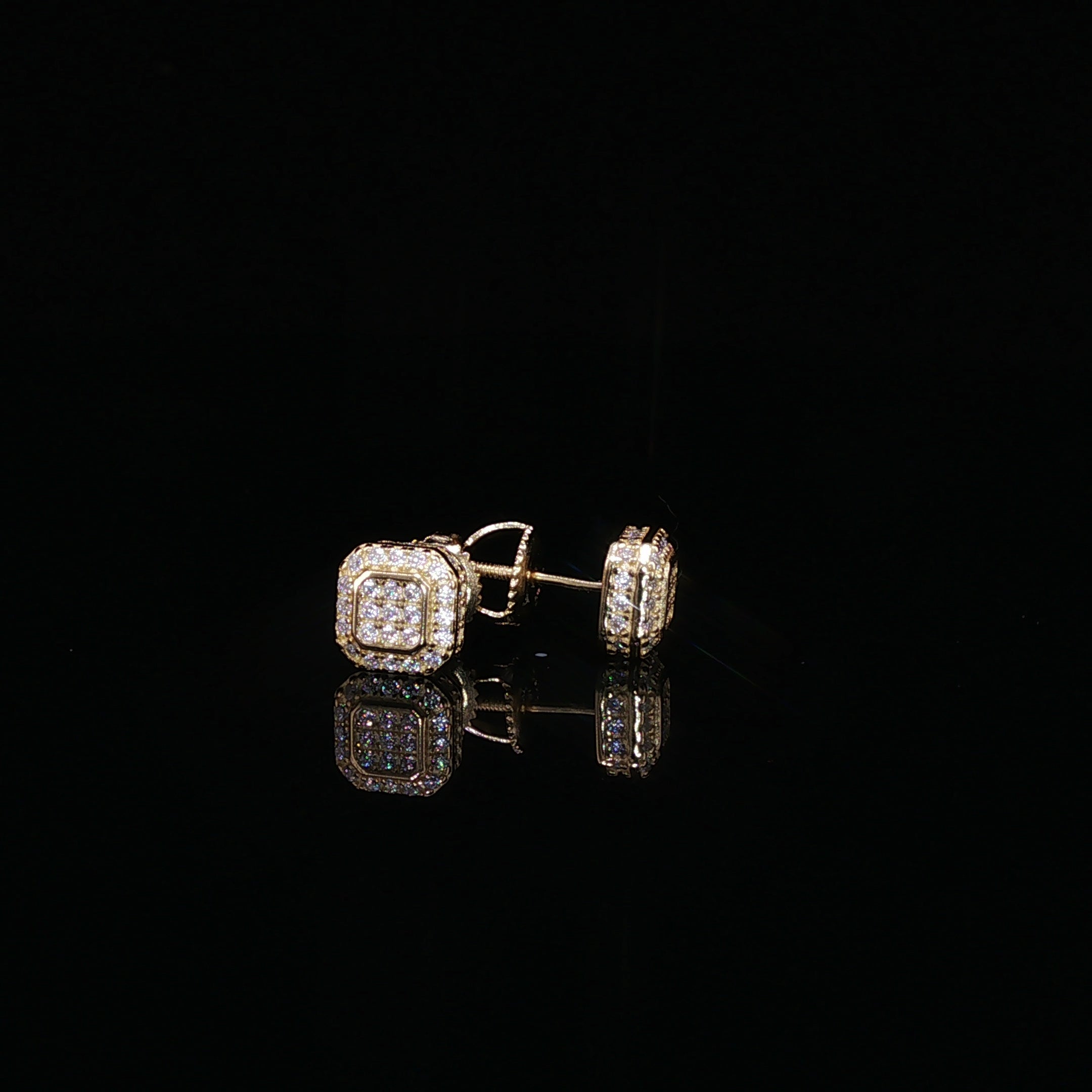 Square Halo Moissanite Stud Earrings | 1 Ctw | 925 Sterling Silver | Screw Back
