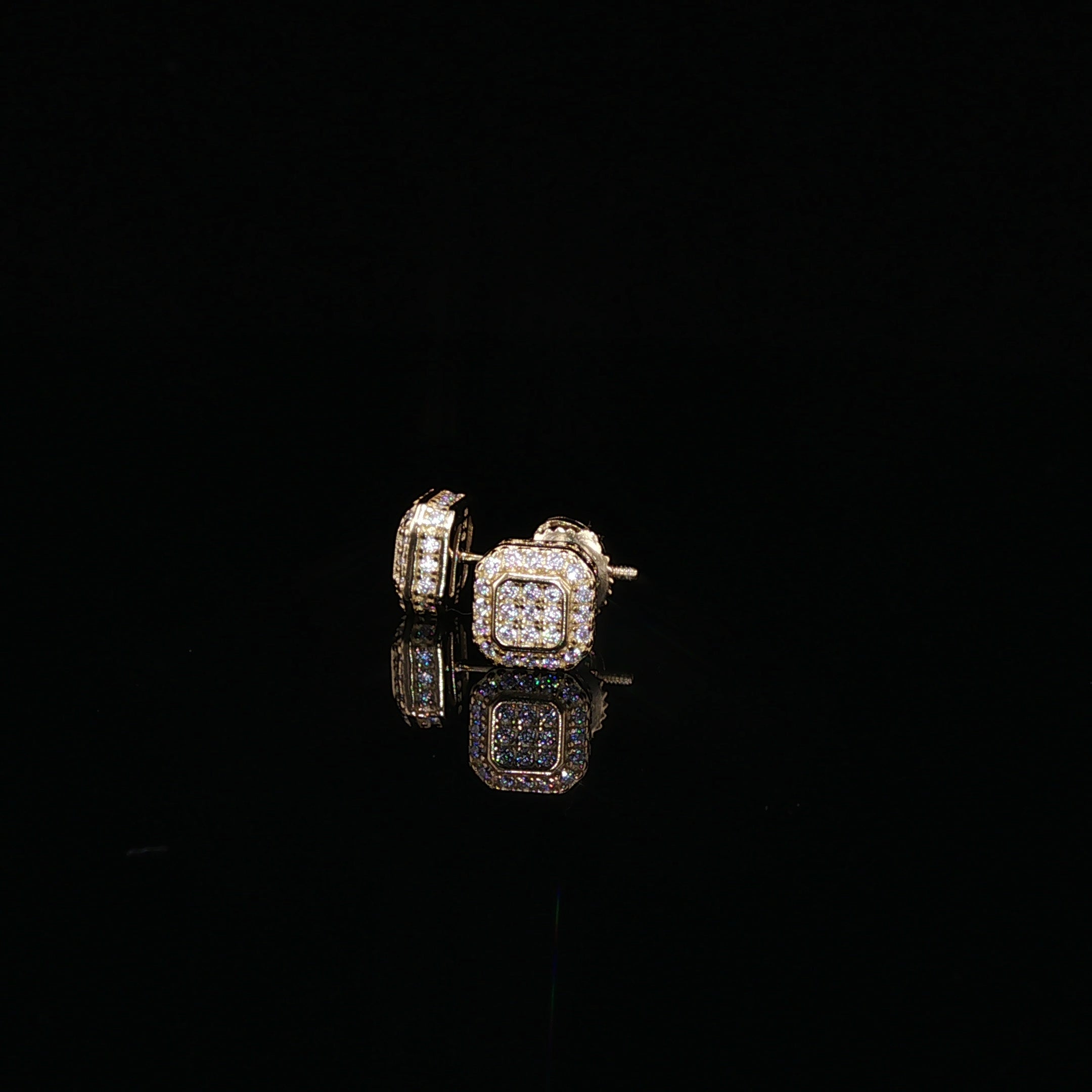 Square Halo Moissanite Stud Earrings | 1 Ctw | 925 Sterling Silver | Screw Back