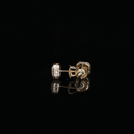 Square Halo Moissanite Stud Earrings | 1 Ctw | 925 Sterling Silver | Screw Back
