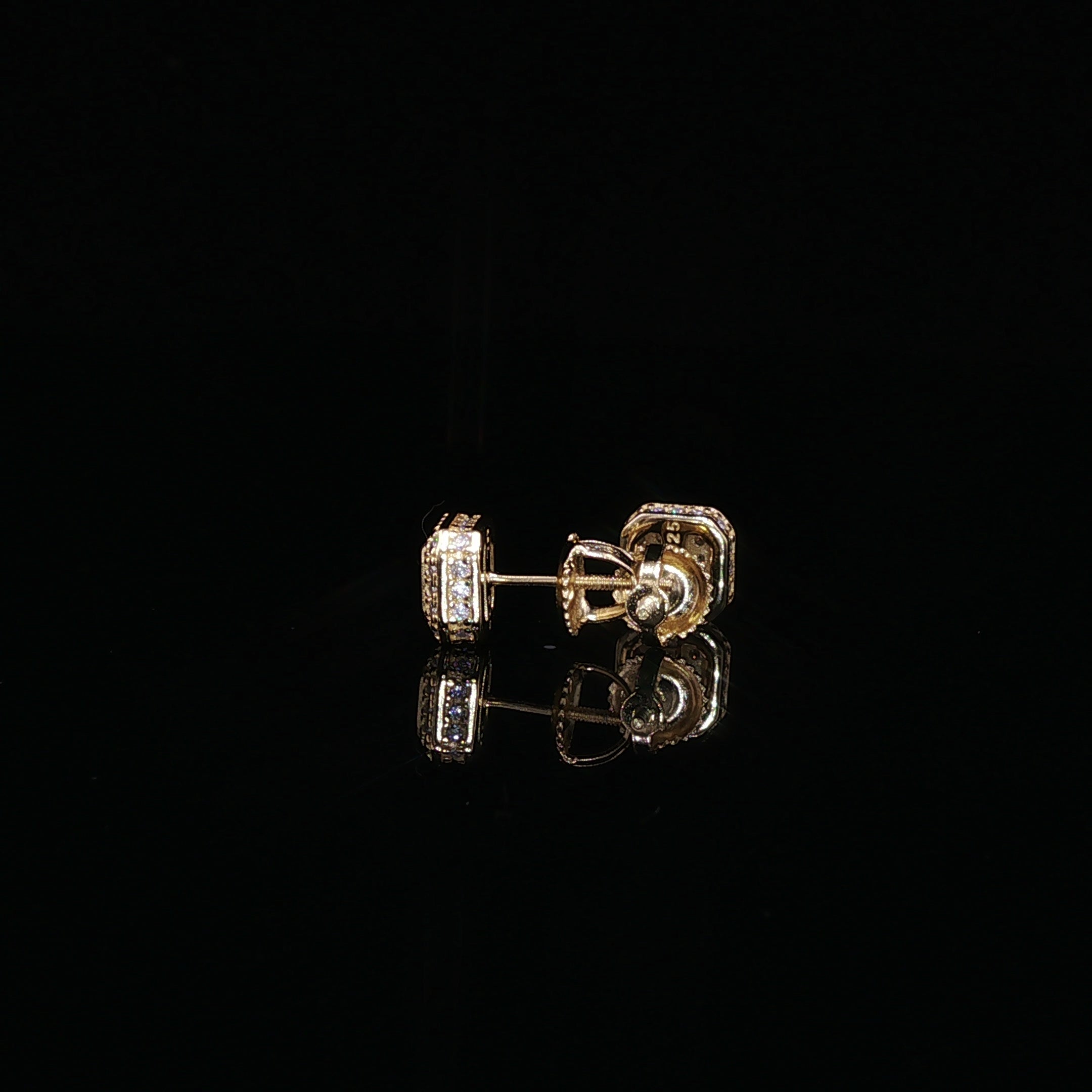 Square Halo Moissanite Stud Earrings | 1 Ctw | 925 Sterling Silver | Screw Back