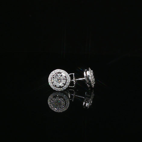 Dazzling Diamond Halo Stud Earrings | 9mm | VVS