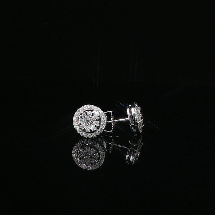 Dazzling Diamond Halo Stud Earrings | 9mm | VVS