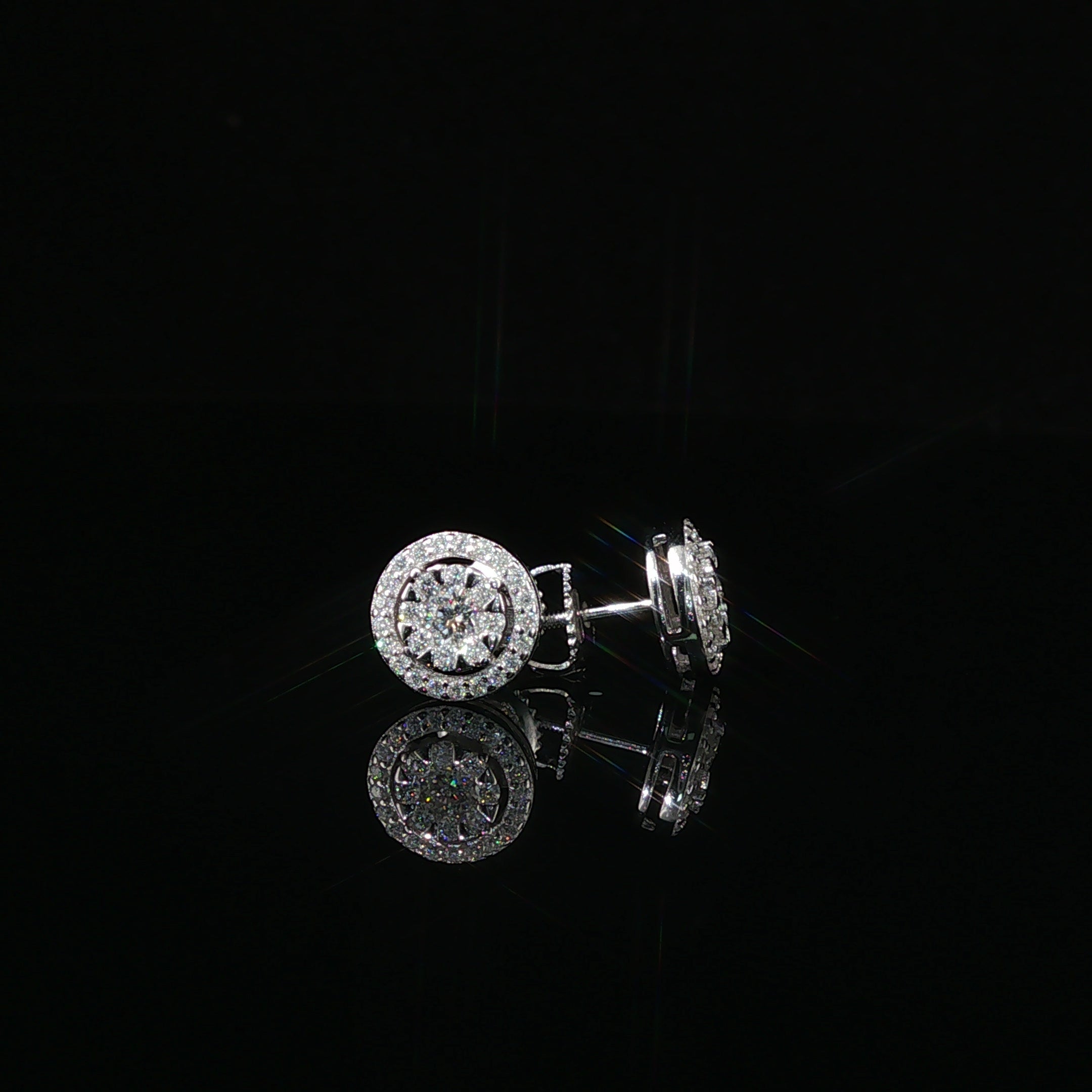 Dazzling Diamond Halo Stud Earrings | 9mm | VVS