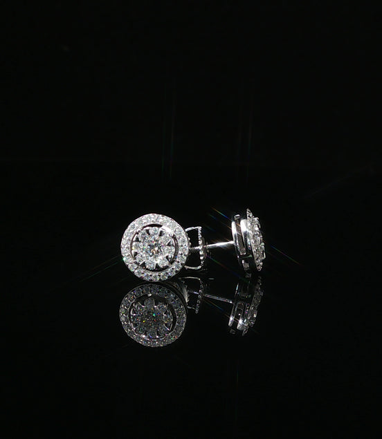 Dazzling Diamond Halo Stud Earrings | 9mm | VVS