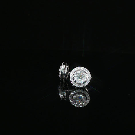Dazzling Diamond Halo Stud Earrings | 9mm | VVS