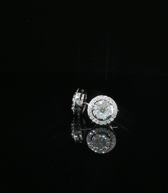 Dazzling Diamond Halo Stud Earrings | 9mm | VVS