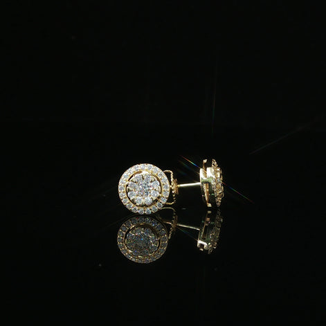 Dazzling Diamond Halo Stud Earrings | 9mm | VVS