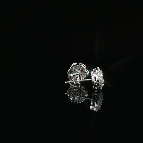 Dazzling Diamond Flower Cluster Stud Earrings | 0.88ct VVS | 9mm