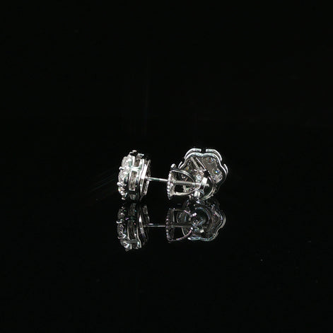 Dazzling Diamond Flower Cluster Stud Earrings | 0.88ct VVS | 9mm