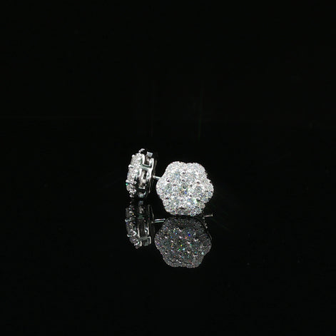 Dazzling Diamond Flower Cluster Stud Earrings | 0.88ct VVS | 9mm