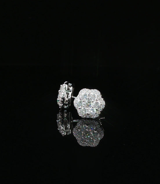 Dazzling Diamond Flower Cluster Stud Earrings | 0.88ct VVS | 9mm