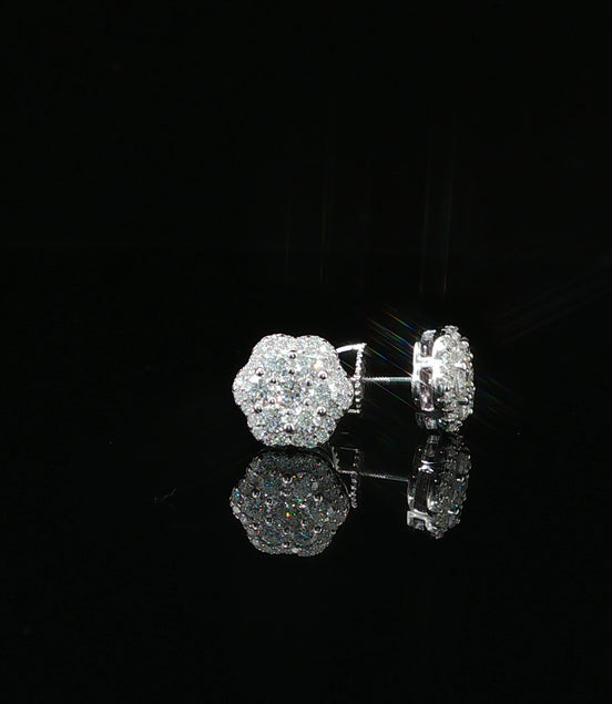 Moissanite Flower Cluster Stud Earrings |925 Sterling Silver | 0.92 Ctw | Screw Back