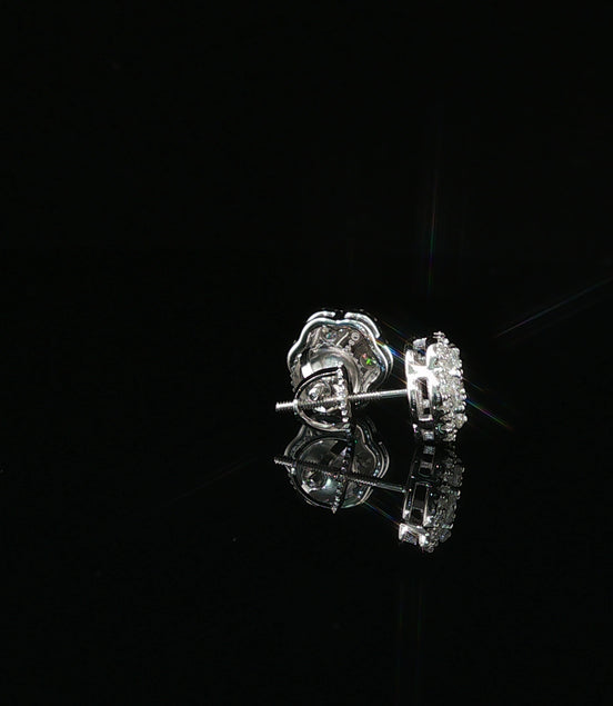 Dazzling Diamond Flower Cluster Stud Earrings | 0.88ct VVS | 9mm