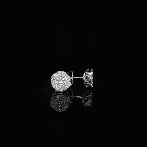 Round Halo Cluster Moissanite Stud Earrings 1.14 Ctw | 925 Sterling Silver
