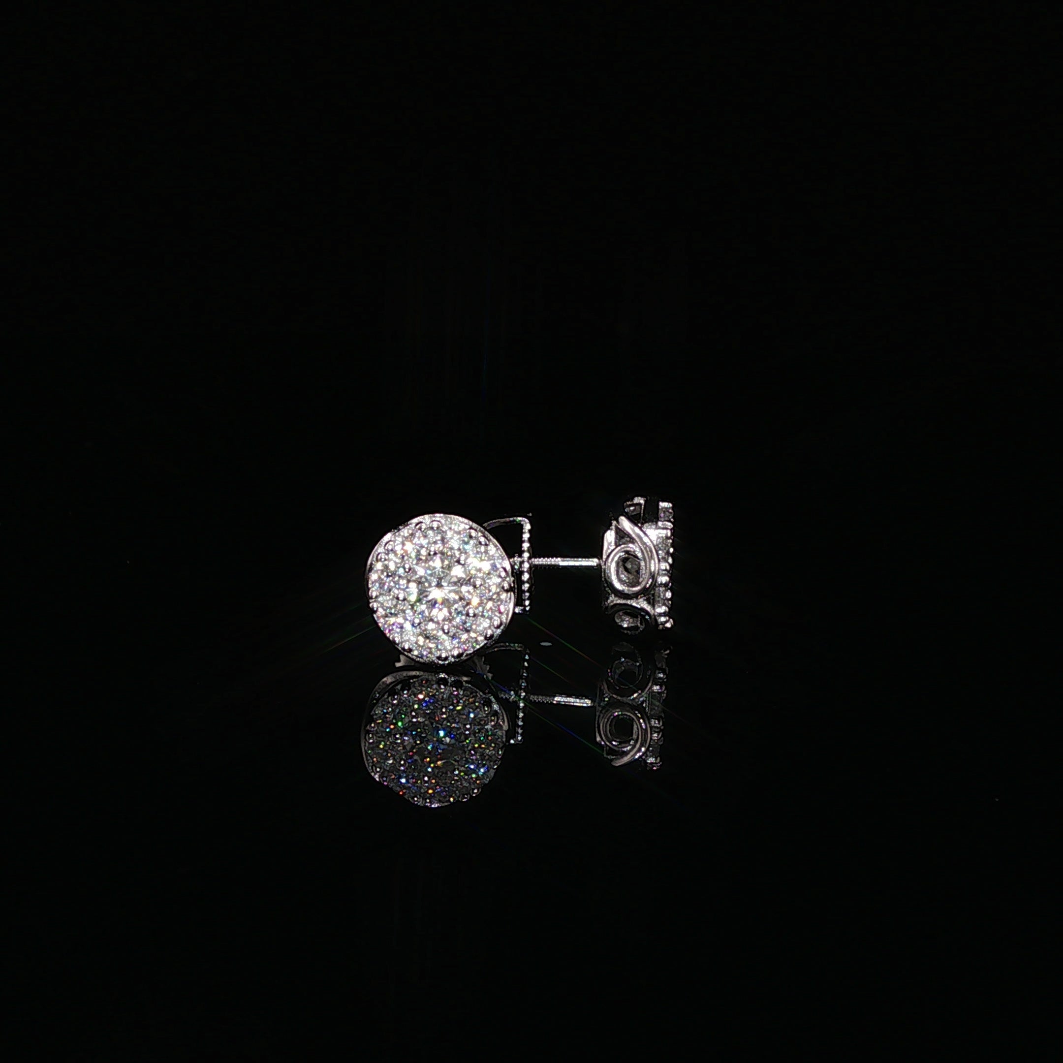 Round Halo Cluster Moissanite Stud Earrings 1.14 Ctw | 925 Sterling Silver