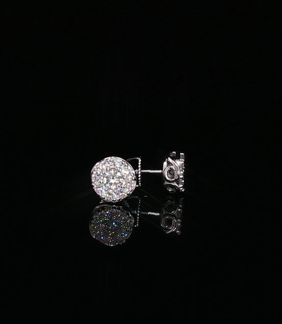 Round Halo Cluster Moissanite Stud Earrings 1.14 Ctw | 925 Sterling Silver