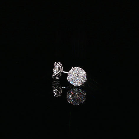 Round Halo Cluster Moissanite Stud Earrings 1.14 Ctw | 925 Sterling Silver