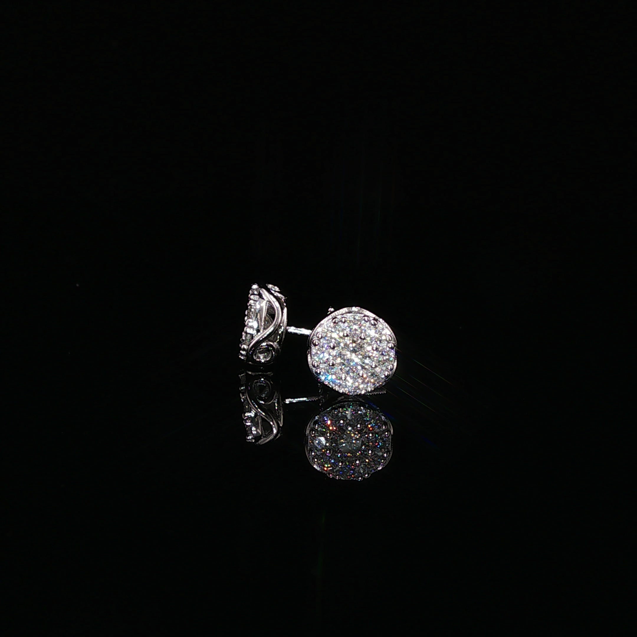 Round Halo Cluster Moissanite Stud Earrings 1.14 Ctw | 925 Sterling Silver