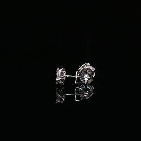 Round Halo Cluster Moissanite Stud Earrings 1.14 Ctw | 925 Sterling Silver