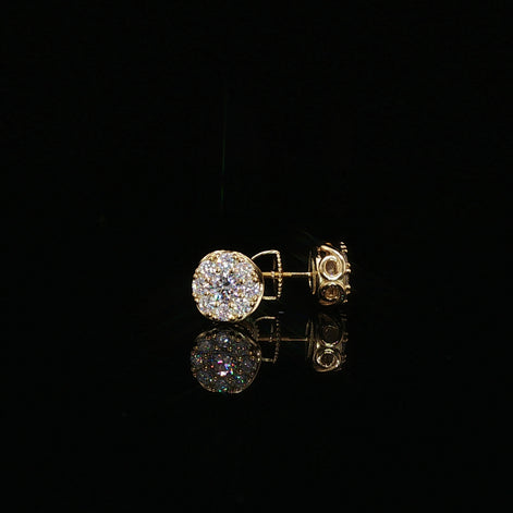 Round Halo Cluster Moissanite Stud Earrings 1.14 Ctw | 925 Sterling Silver