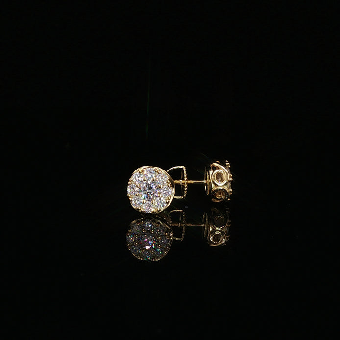 Round Halo Cluster Moissanite Stud Earrings 1.14 Ctw | 925 Sterling Silver