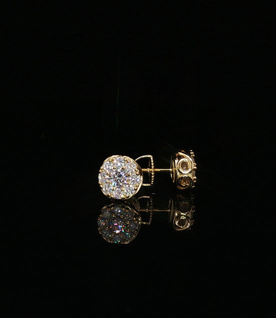 Round Halo Cluster Moissanite Stud Earrings 1.14 Ctw | 925 Sterling Silver