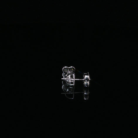 925 Sterling Silver Iced Out Four Stone Clover Moissanite Stud Earrings - 0.55CTW Available with Silver and Gold Finished