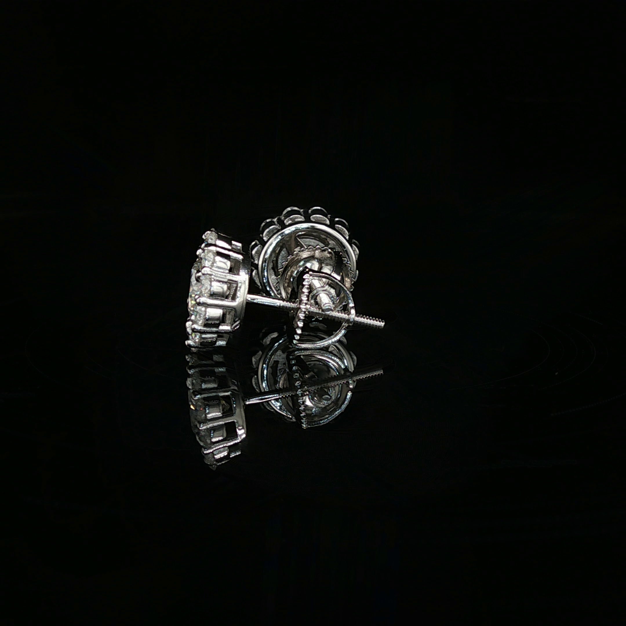 Men's Iced Out Round Flower Halo Studs – 925 Sterling Silver | VVS Moissanite | 14K Gold Rhodium Options